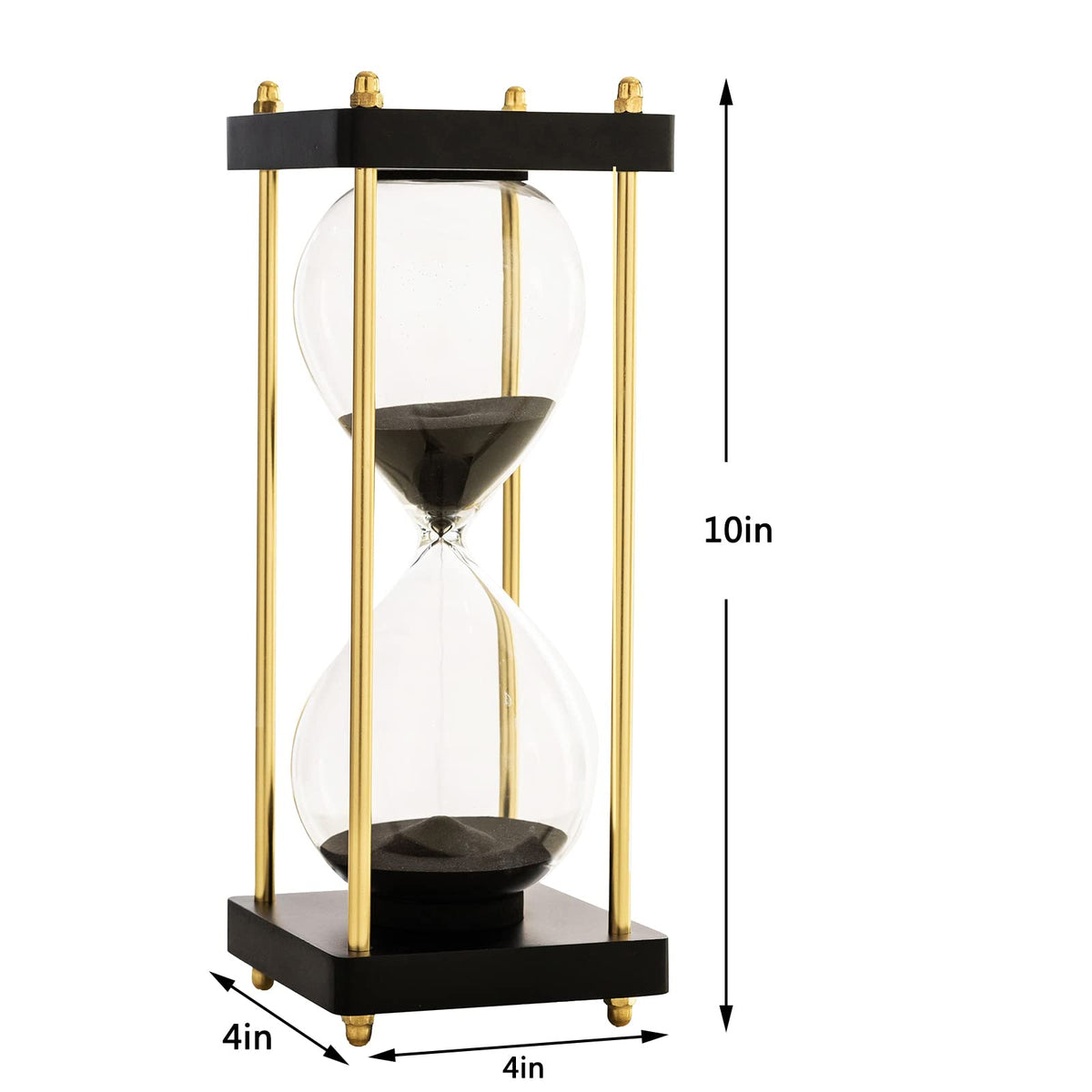 Lmzxmcy large hourglass close-up in goldenrod and black, highlighting elegant wooden design.