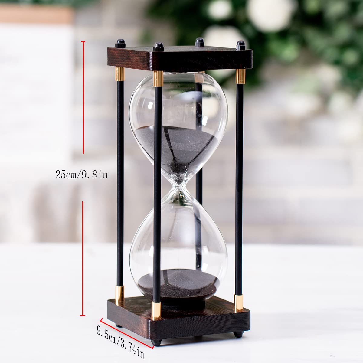 Lmzxmcy hourglass sideview in red wood highlighting vintage charm for the home office.