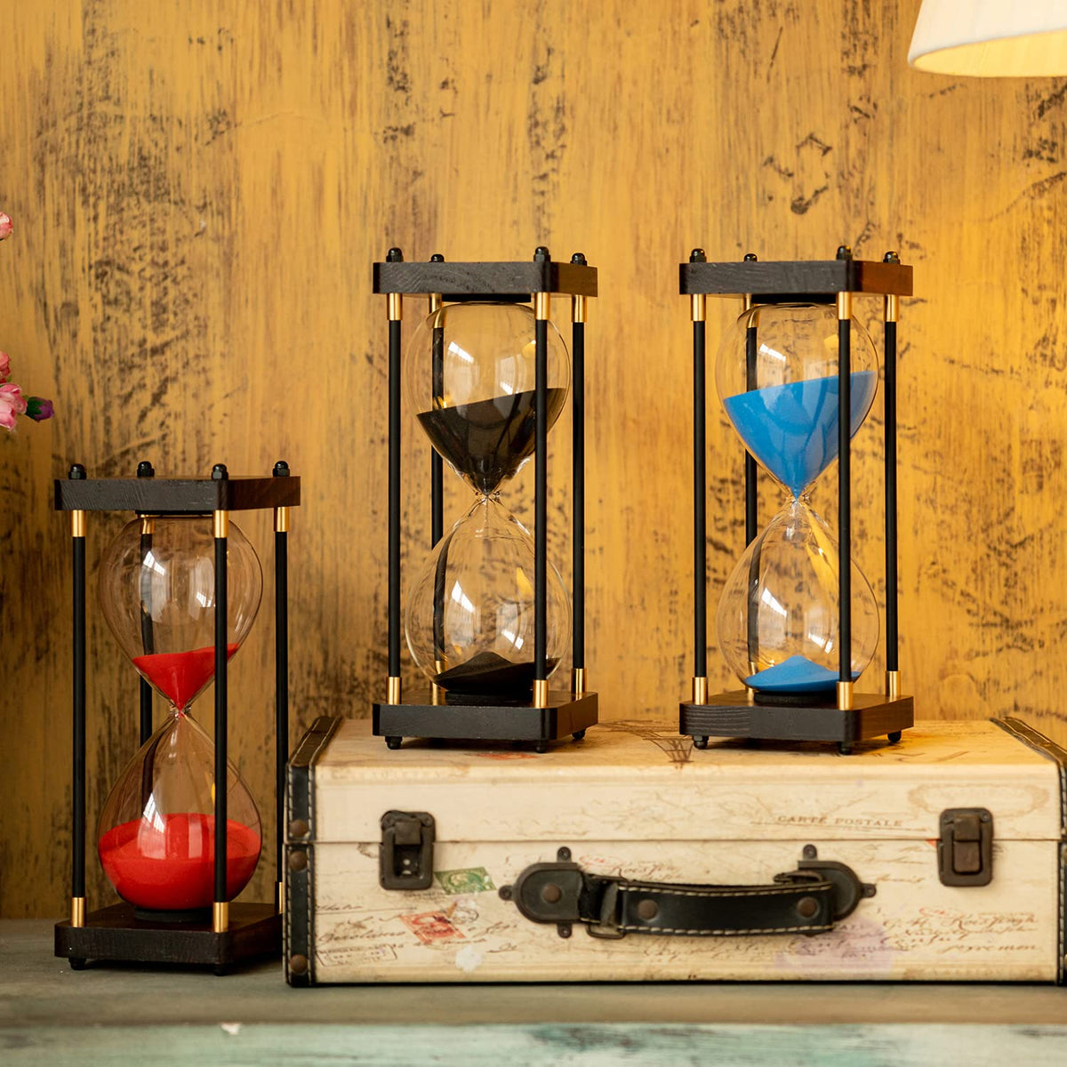 Lmzxmcy kitchen-essentials red hourglass supports timed recipes and tea.