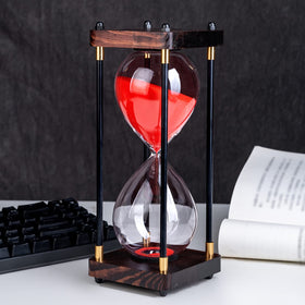 Lmzxmcy large hourglass 60 minutes with red wood frame for time-blocking on your desk.