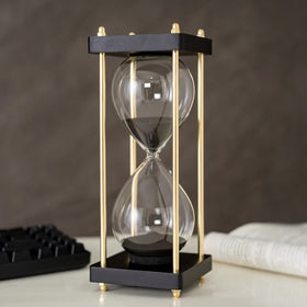 Lmzxmcy large hourglass with wood frame marks a 60-minute interval for home or office use.