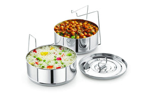 LNM Steamer Pans stackable insert lid for airtight steaming and reheating