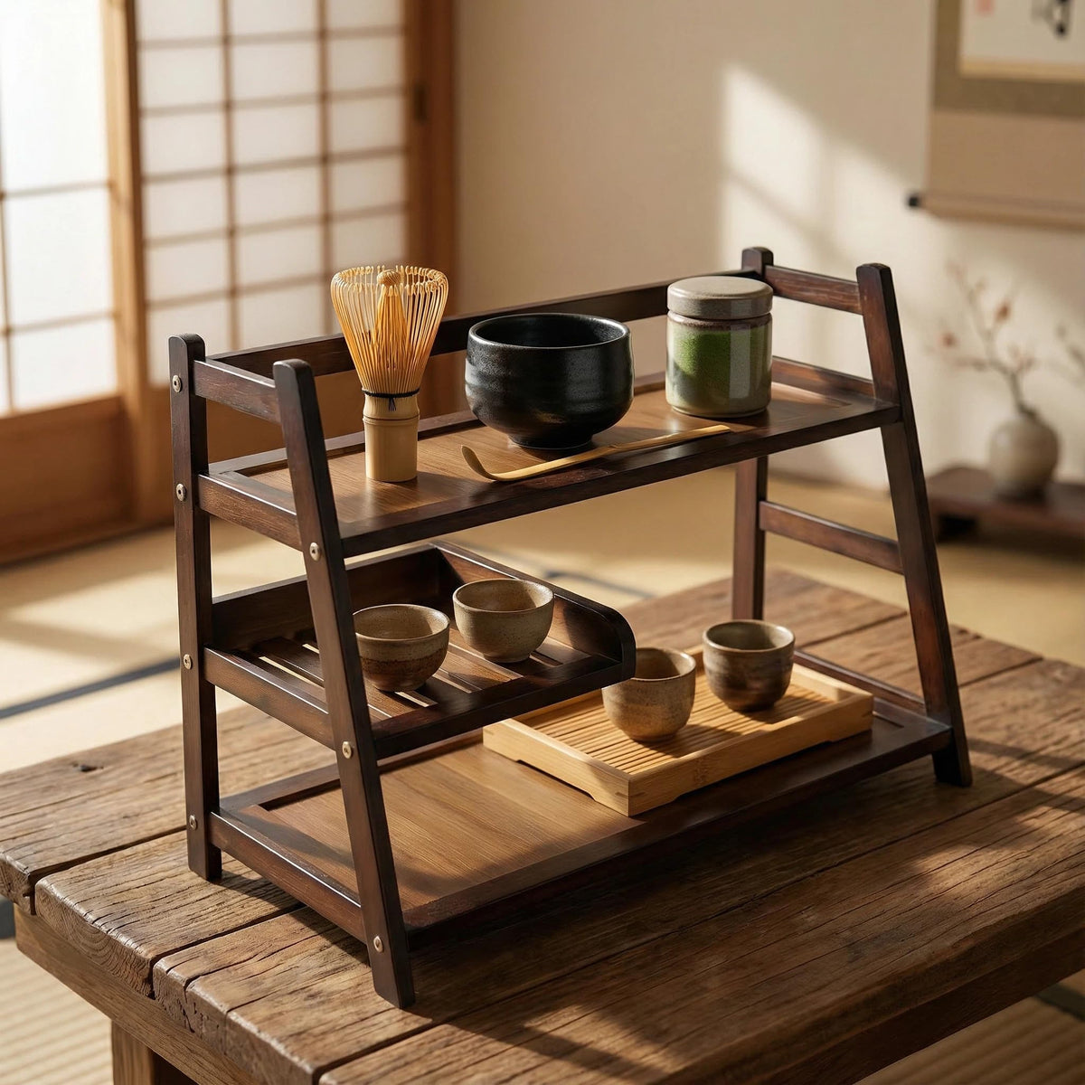 Lnncdsc 3-tier bamboo matcha station, a neat all-in-one counter organizer for tea rituals.