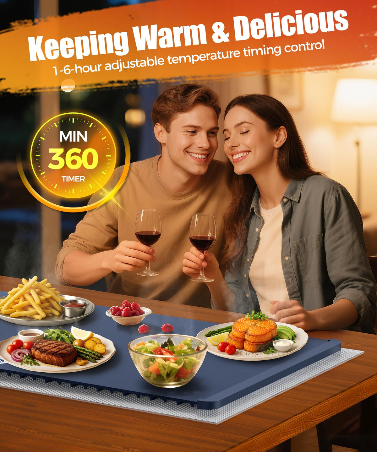 LNNIW warming mat suited for buffets and multiple dishes on display