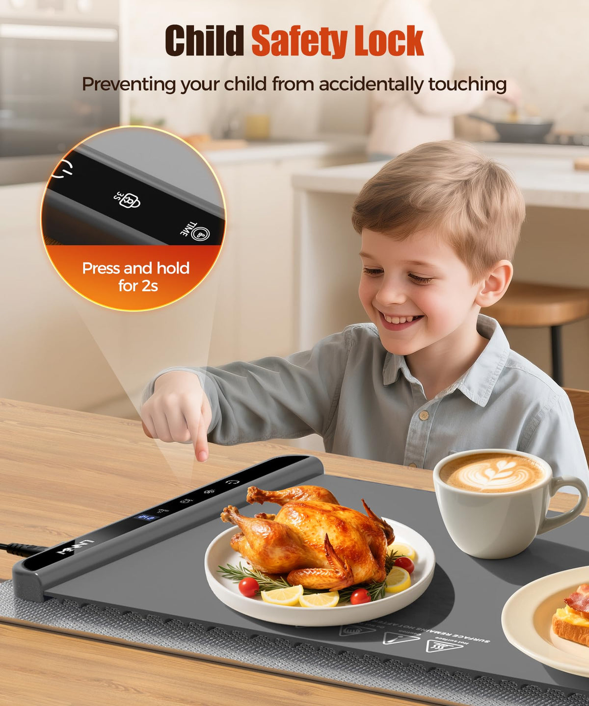 LNNIW Food Warming Mat dining-set setup with multiple dishes kept warm