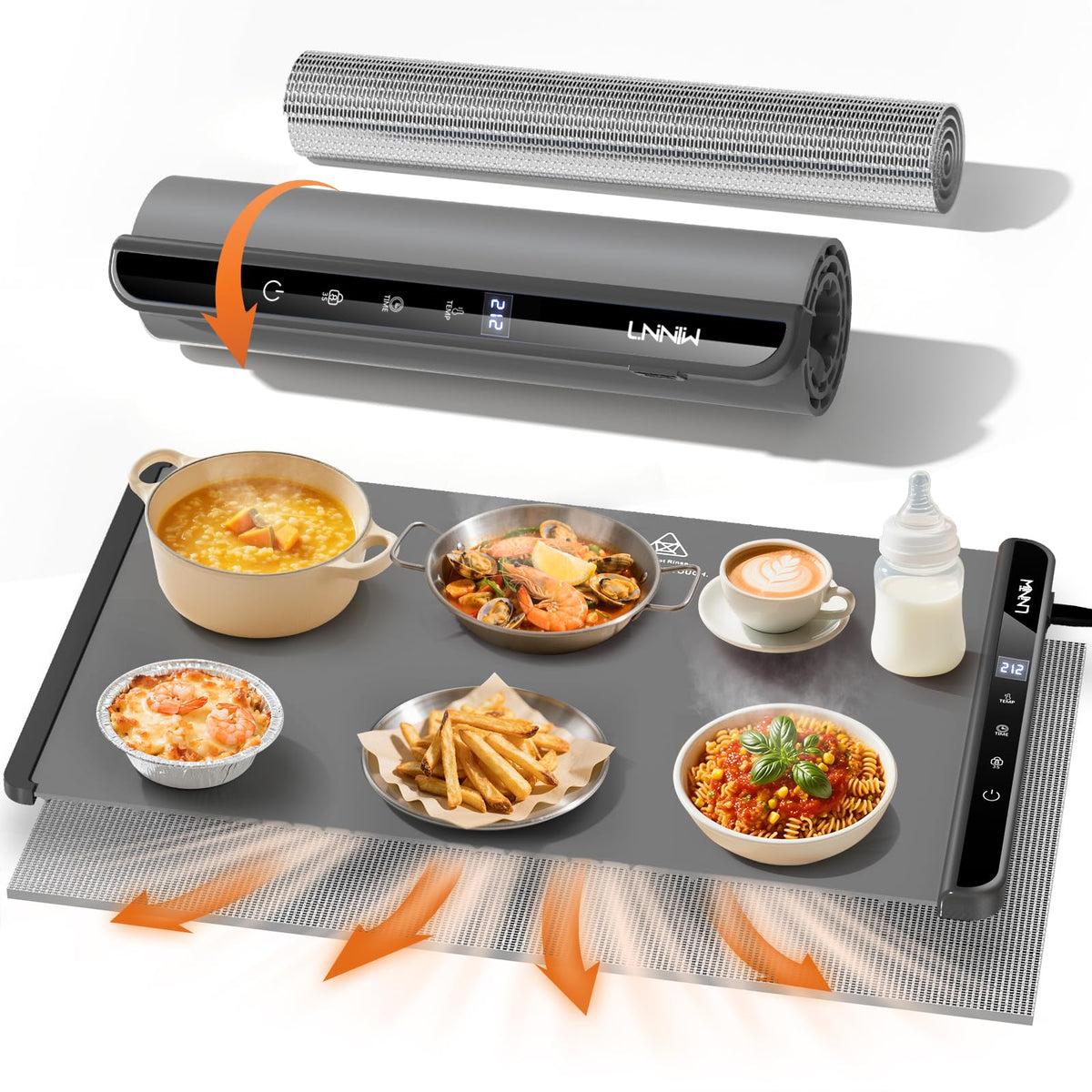 LNNIW Food Warming Mat header view showing compact warmth for family meals