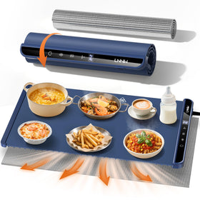 LNNIW warming mat with heat-resistant pad protecting tables while keeping dishes warm