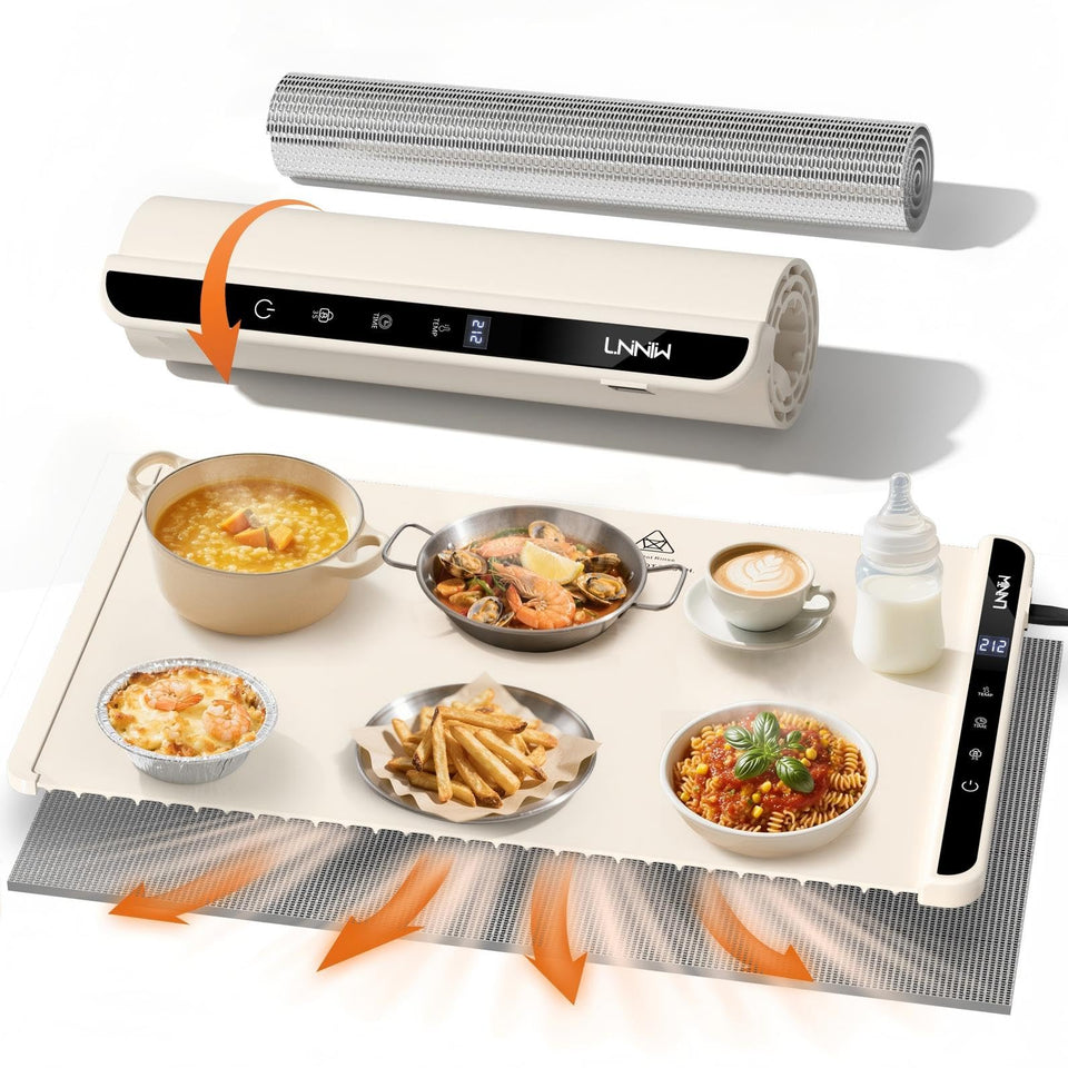 LNNIW Food Warming Mat with heat-resistant pad keeps tables safe while warming dishes