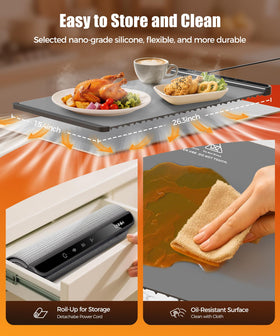 LNNIW Food Warming Mat surface-compatibility scene with various tableware