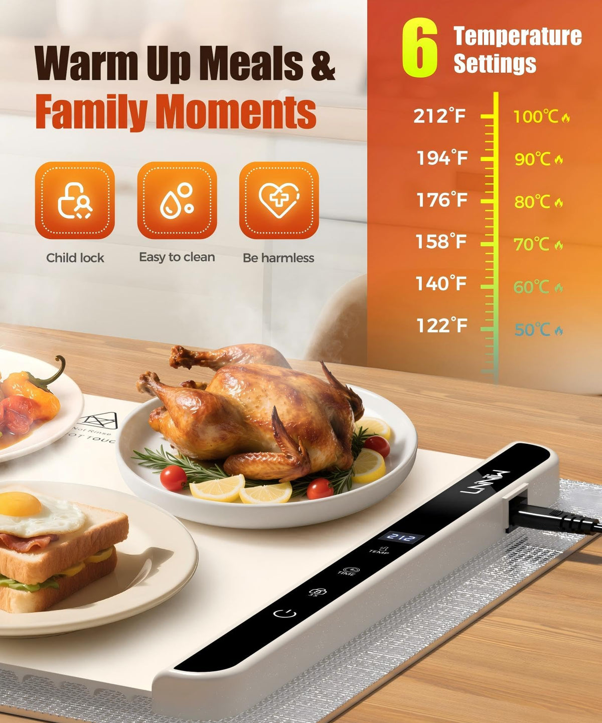 LNNIW six-level temperature control enables customized warmth for various foods