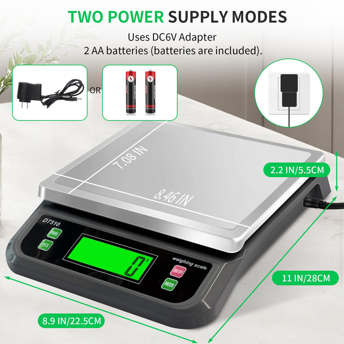 LNXDMWMS scale with full-view LCD display for easy readings from angles.