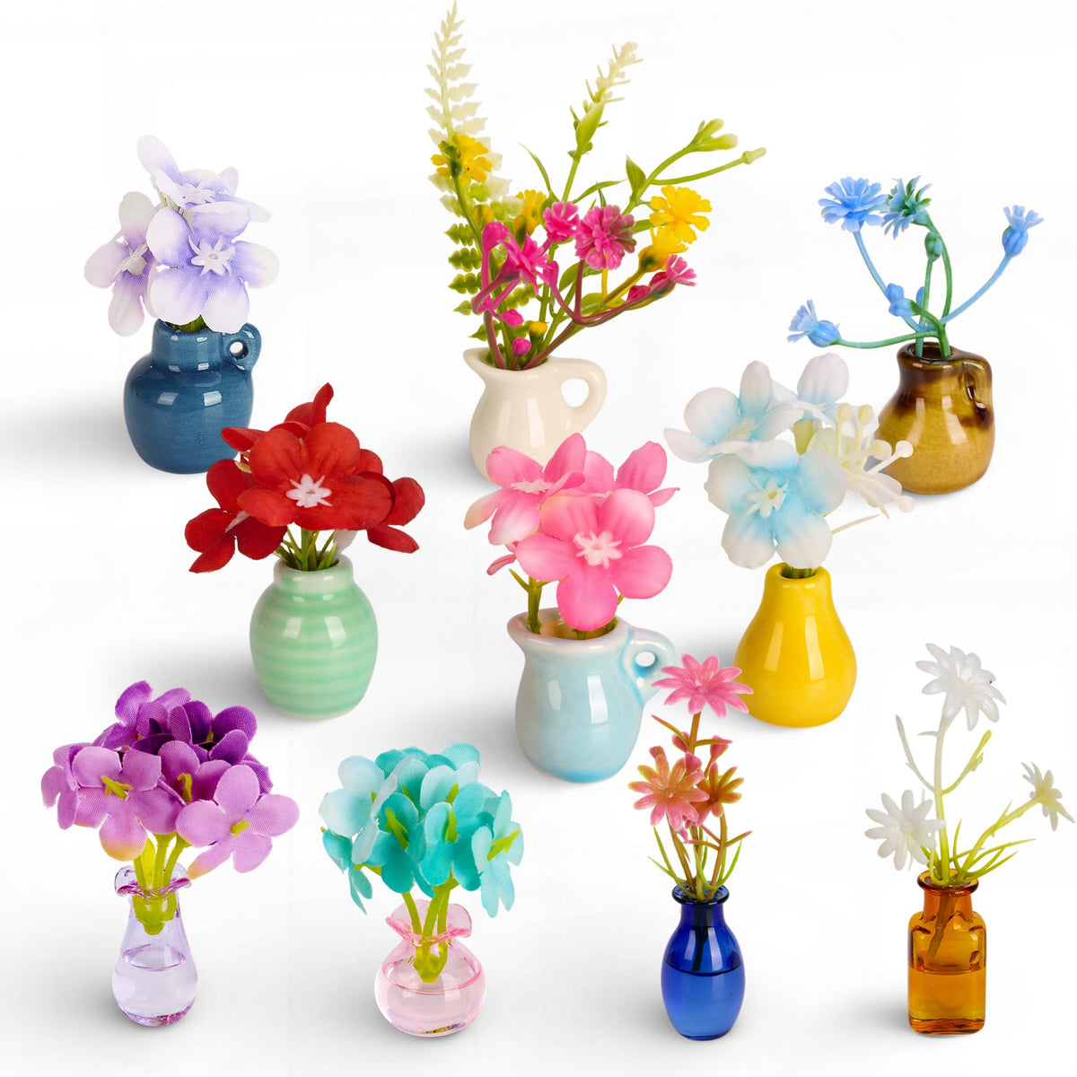 LNYSSQ mini vase magnets on fridge with ceramic vases for charming kitchen decor.
