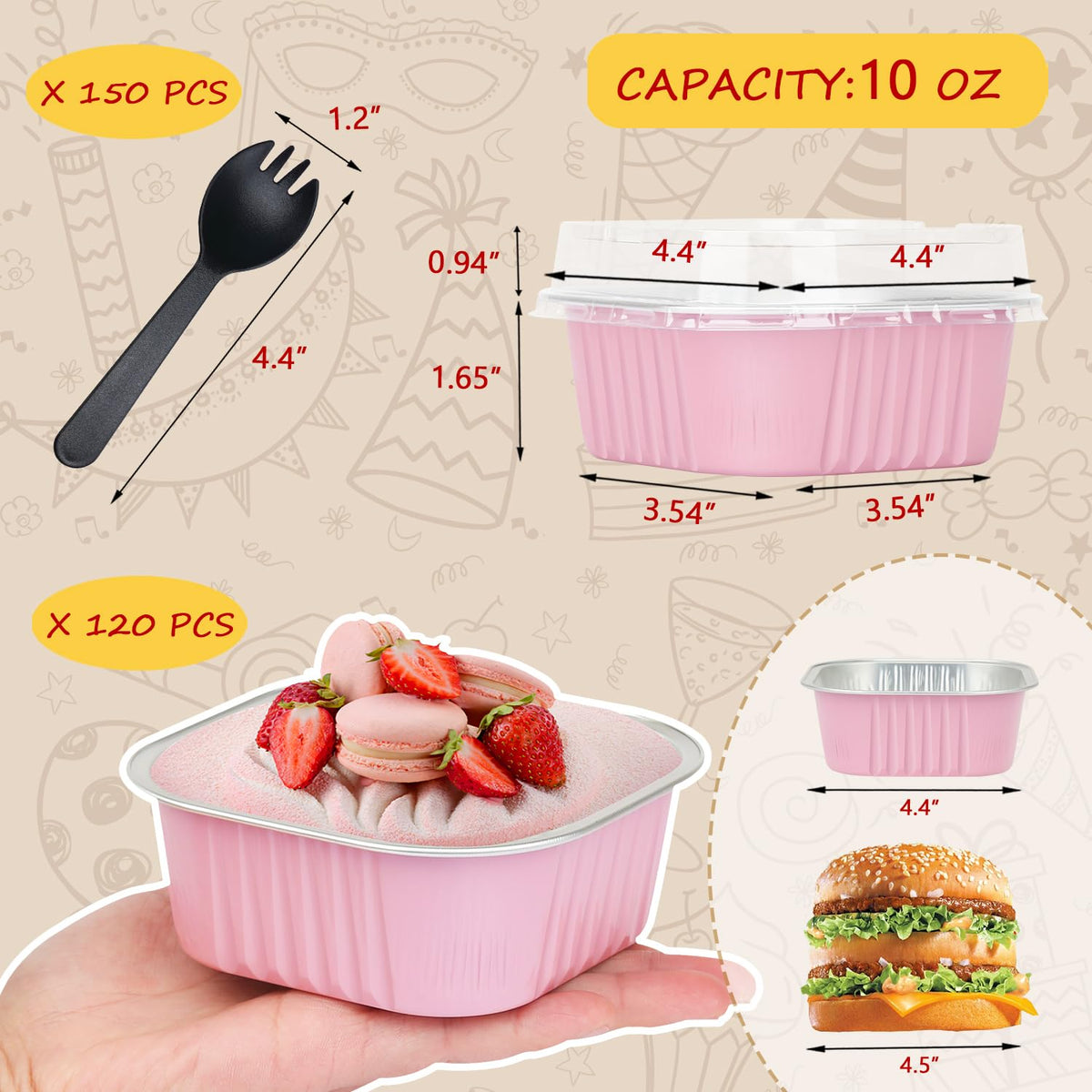 LNYZQUS 4-inch cupcake pans in 10oz size for portion-controlled desserts.