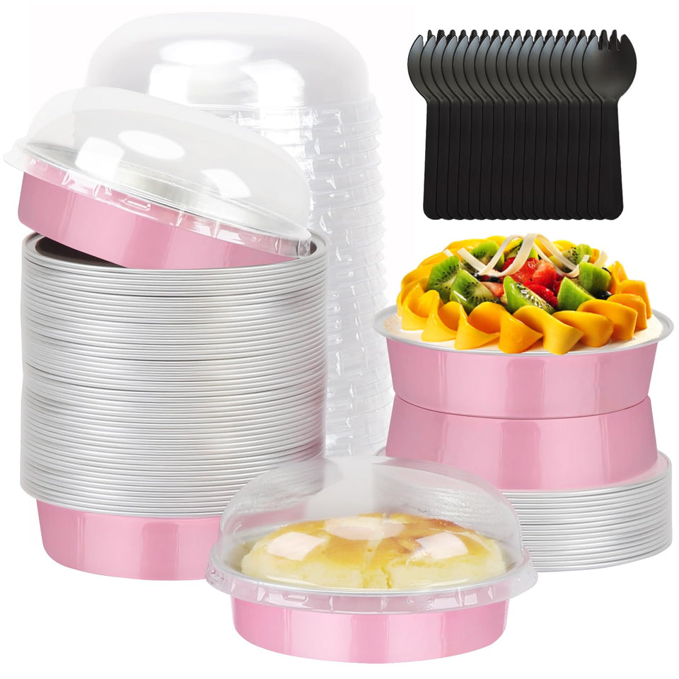 LNYZQUS 4-inch mini cake tins with dome lids for portion-controlled baking.
