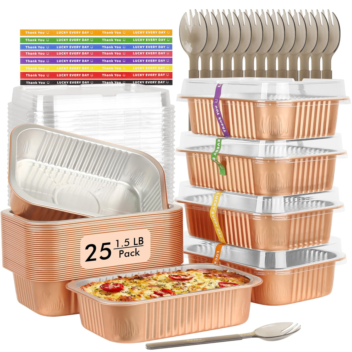 LNYZQUS 7x5 aluminum pans with clear lids for easy meal prep and takeout.