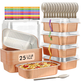 LNYZQUS 7x5 aluminum pans with clear lids for easy meal prep and takeout.