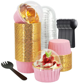 LNYZQUS cupcake liners with lids; 50-pack ready for portable desserts.
