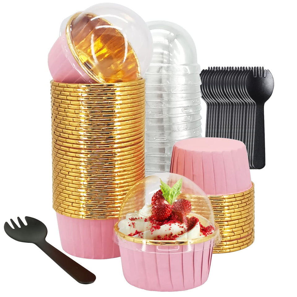 LNYZQUS cupcake liners with lids; 50-pack ready for portable desserts.