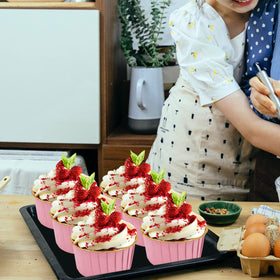LNYZQUS thick foil muffin cups are oven-safe up to 420F.
