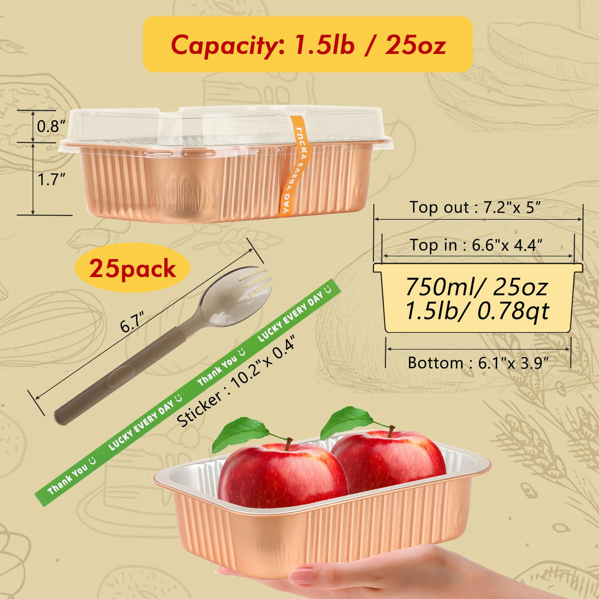 LNYZQUS heavy-duty foil pans with clear lids and sturdy walls for repeated use.