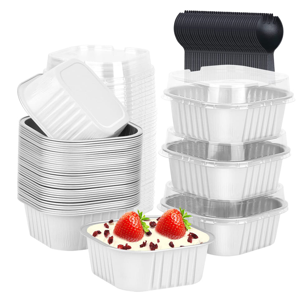 LNYZQUS mini 4x4 cake pans with lids and spoons for grab-and-go gifts