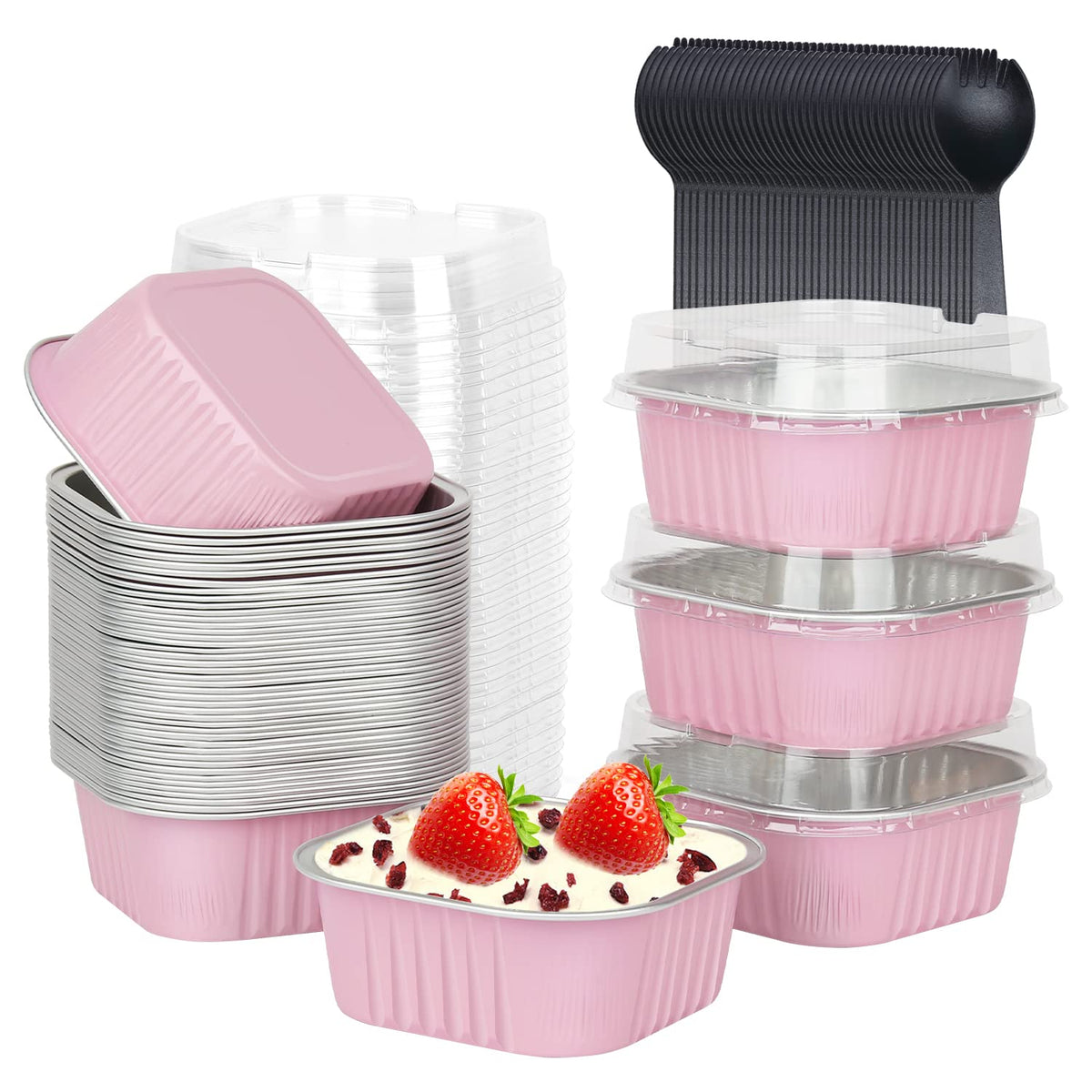LNYZQUS mini cake pans with pink lids for grab and go desserts