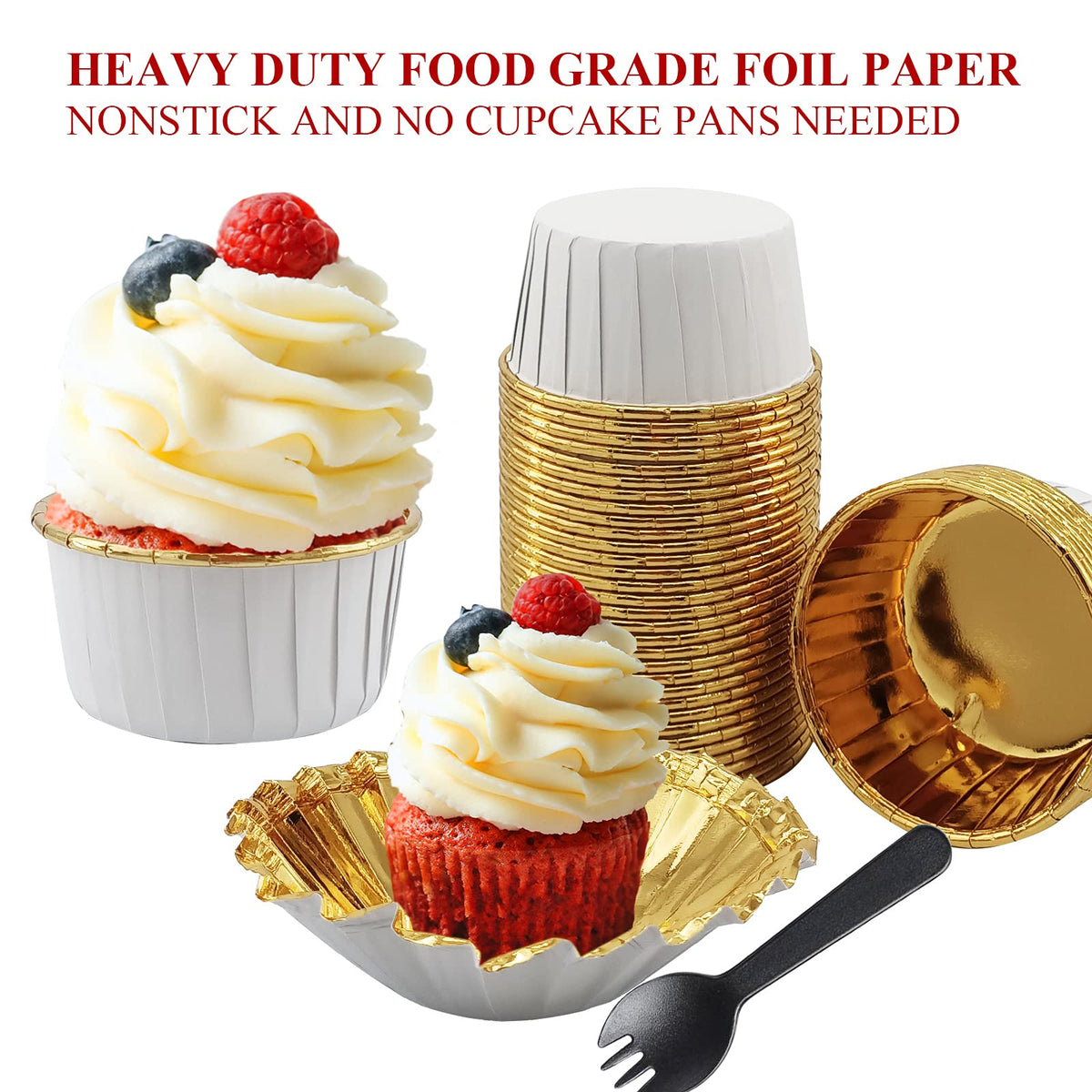 LNYZQUS oven-safe cupcake cups foil material suitable for ovens and air fryers
