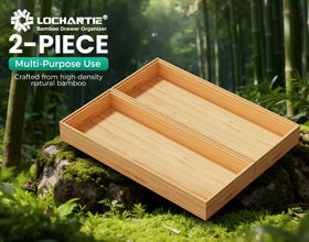 Lochantie wood silverware tray fits standard drawers for clutter-free organization.