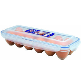 Lock & Lock eggs dispenser lid open close-up highlights easy one-handed access.