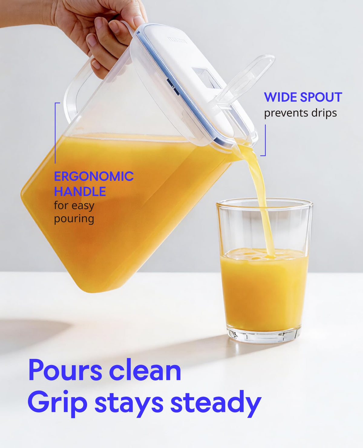 LocknLock Aqua Fridge Door Water Jug pour-spout for smooth, controlled pouring.