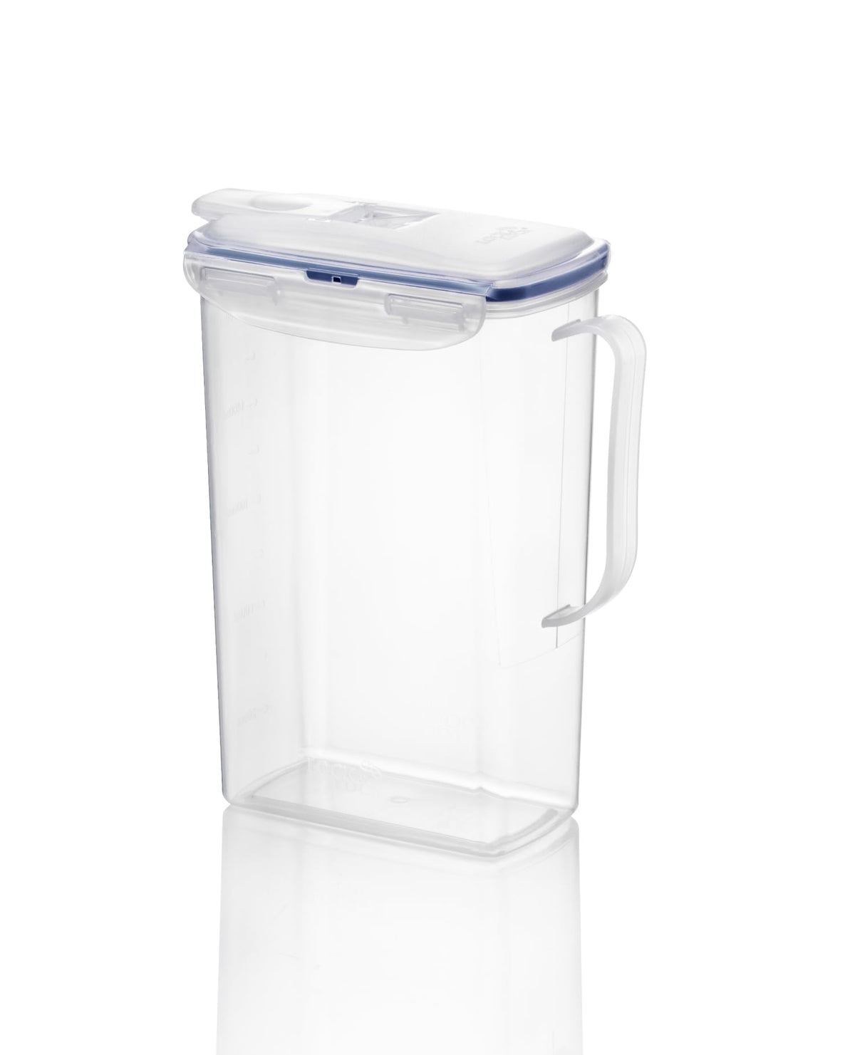 LocknLock Aqua water jug side view highlights slim fridge-friendly silhouette
