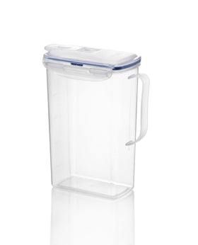 LocknLock Aqua water jug side view highlights slim fridge-friendly silhouette