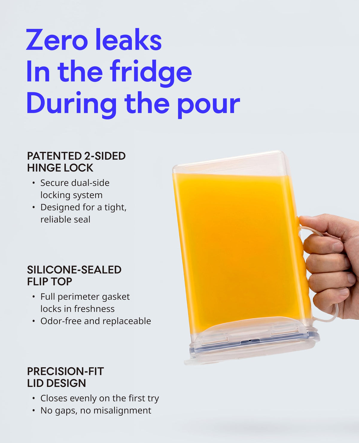 LocknLock Aqua Fridge Door Water Jug, slim fridge design saves door space and keeps beverages reachable.