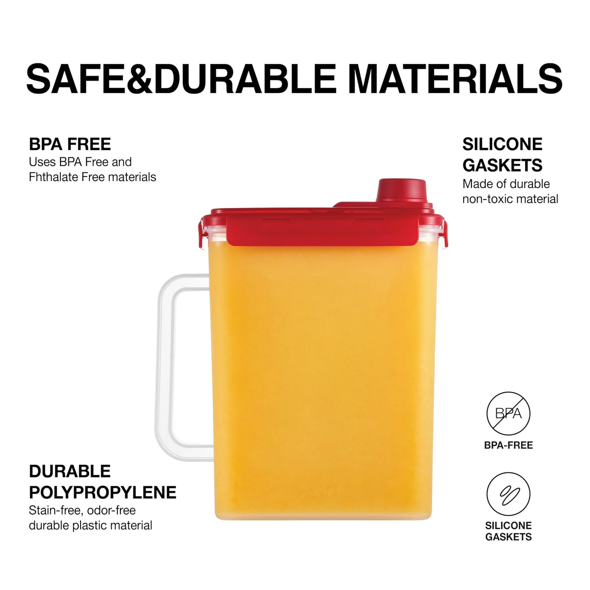 LocknLock Aqua Fridge Jug features a sturdy handle for everyday use.