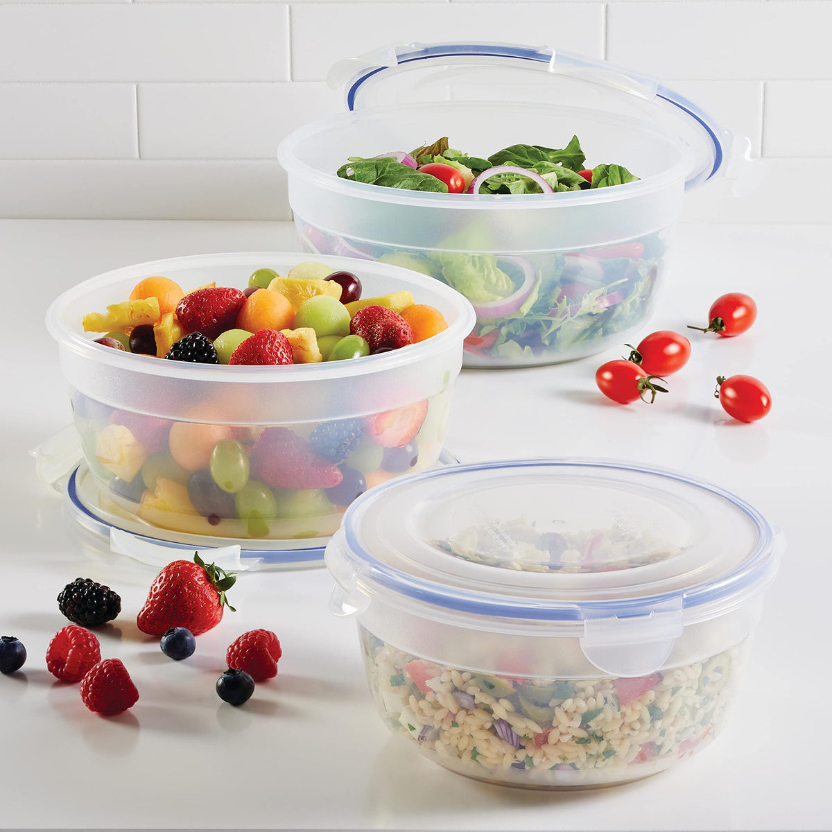 LocknLock Easy Essentials 8.9-cup bowl with lid preserves leftovers safely.