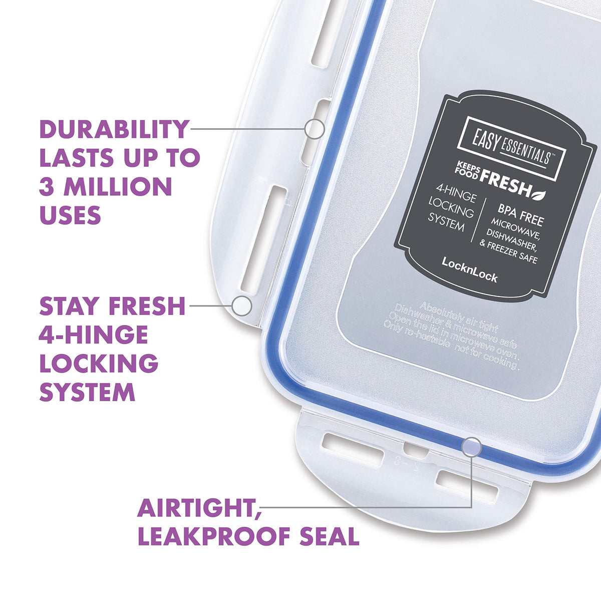 LocknLock airtight seal keeps foods fresh and leakproof during transport.