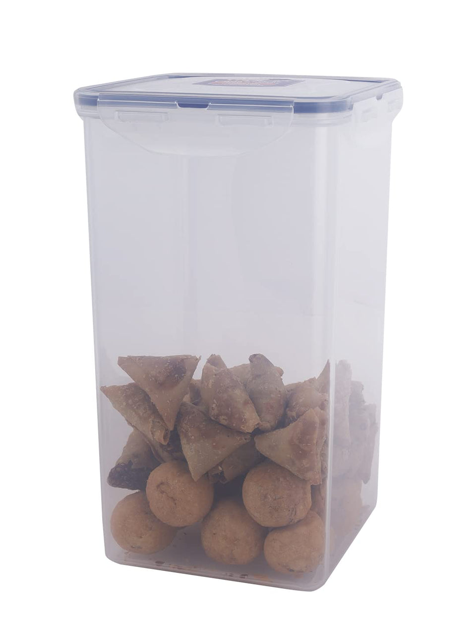 Lock & Lock Easy Essentials square pantry container keeps chips and snacks neatly organized.