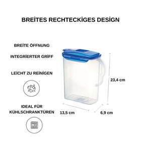 LocknLock jug with airtight seal for spill-free beverages.