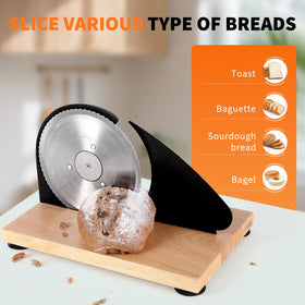 LockTide manual bread slicer rotation knob provides precise slice thickness control