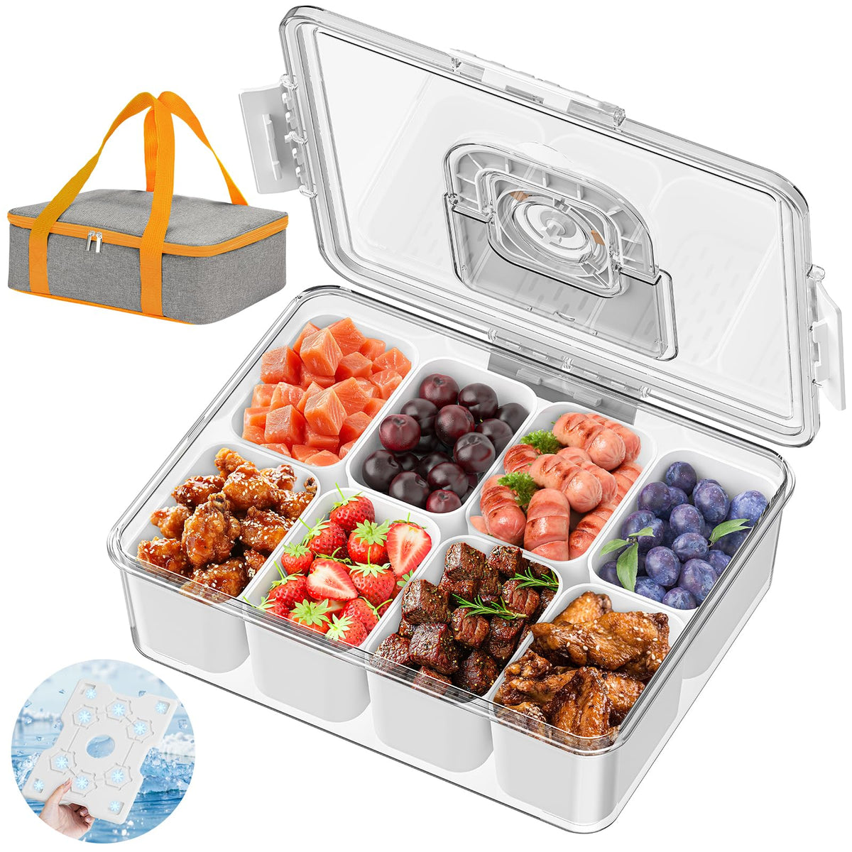 Locliki chilled snackle box with ice pack keeps snacks cold for picnics.