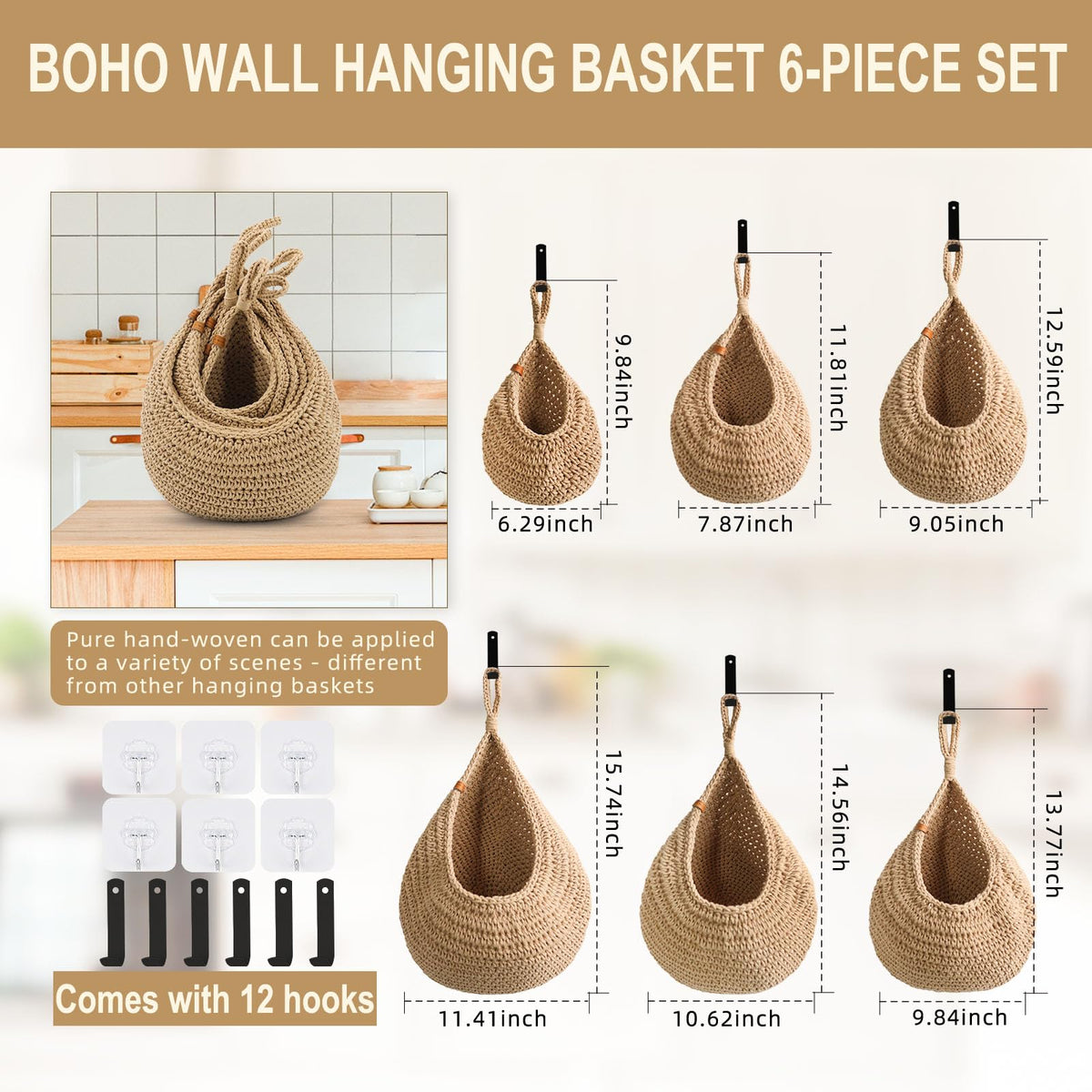 LOCS MICRAI set of six wall baskets saving kitchen counter space