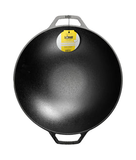 Lodge 14-inch wok with dual loop handles for easy maneuvering while stir-frying
