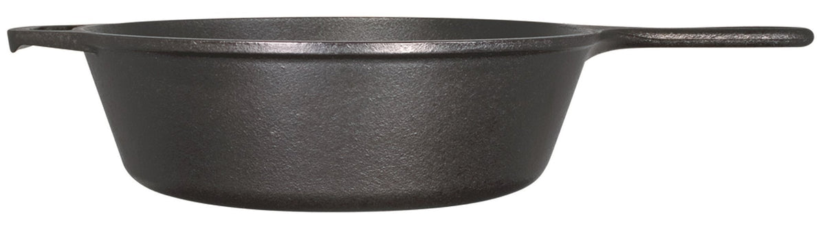 Lodge 3 Quart Deep Skillet on stovetop demonstrates oven-to-table versatility.