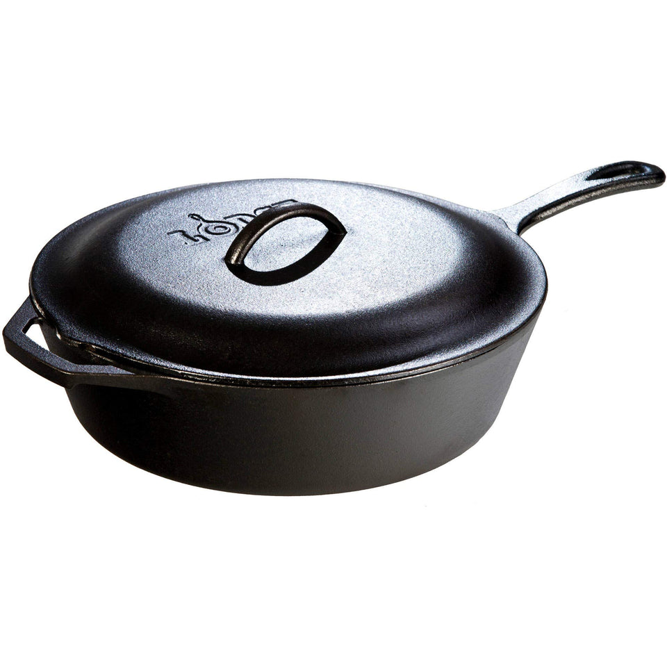 Lodge 5-quart deep skillet with lid for even searing on stove and oven