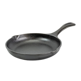 Lodge 8-inch cast iron skillet, Chef Collection, ideal for even searing and quick heat recovery.
