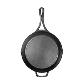 Lodge Blacklock 10.25-inch skillet side view with extended raised handle
