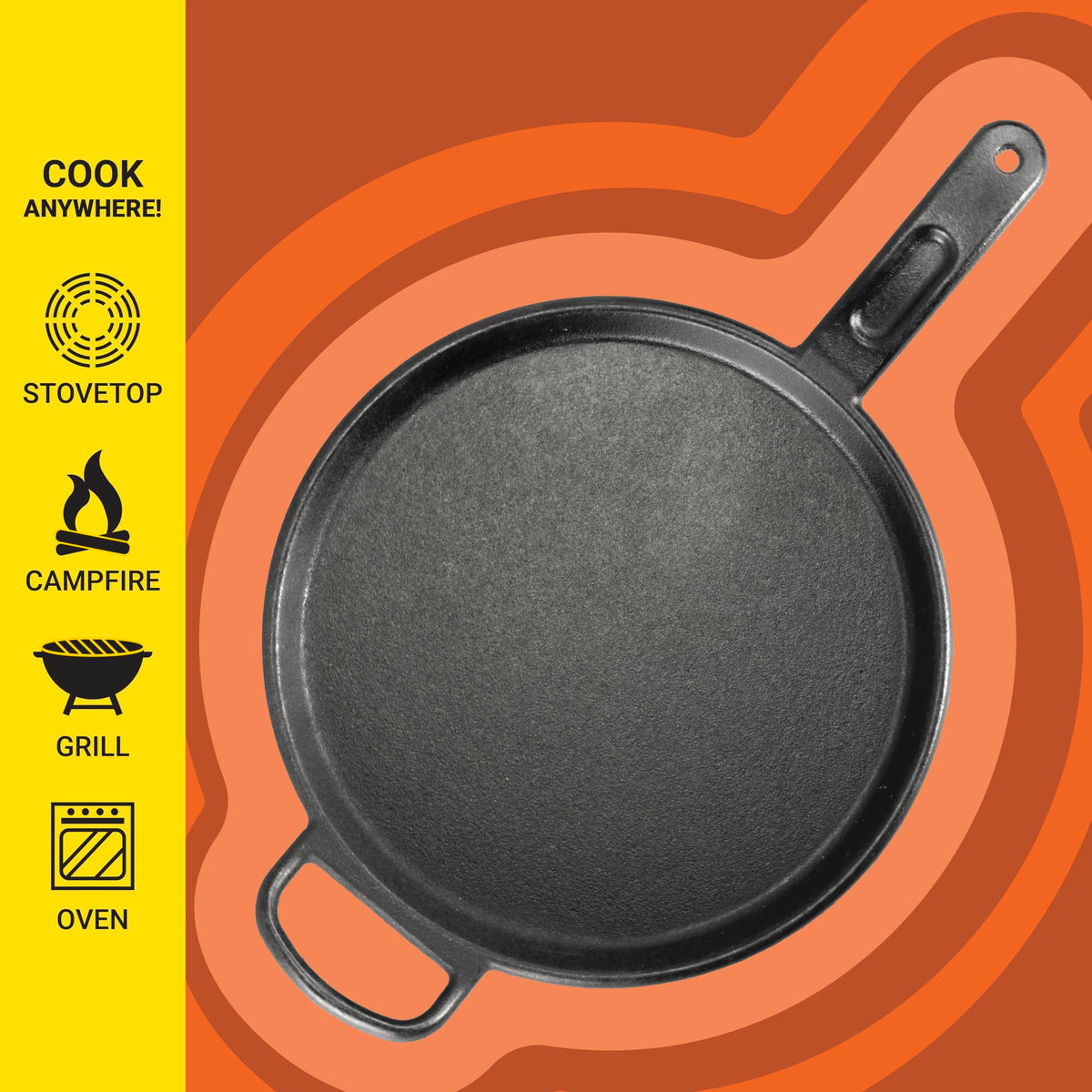 Lodge Bold griddle with low sidewalls for easy flipping.