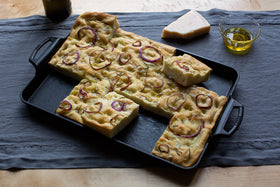 Lodge cast iron baking pan showing even browning for bakery-quality results at home.