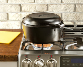 Lodge Cast Iron Double Dutch Oven slow cooking for soups and stews