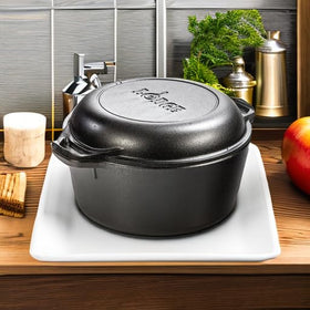 Lodge Cast Iron Double Dutch Oven made in USA for durable craft